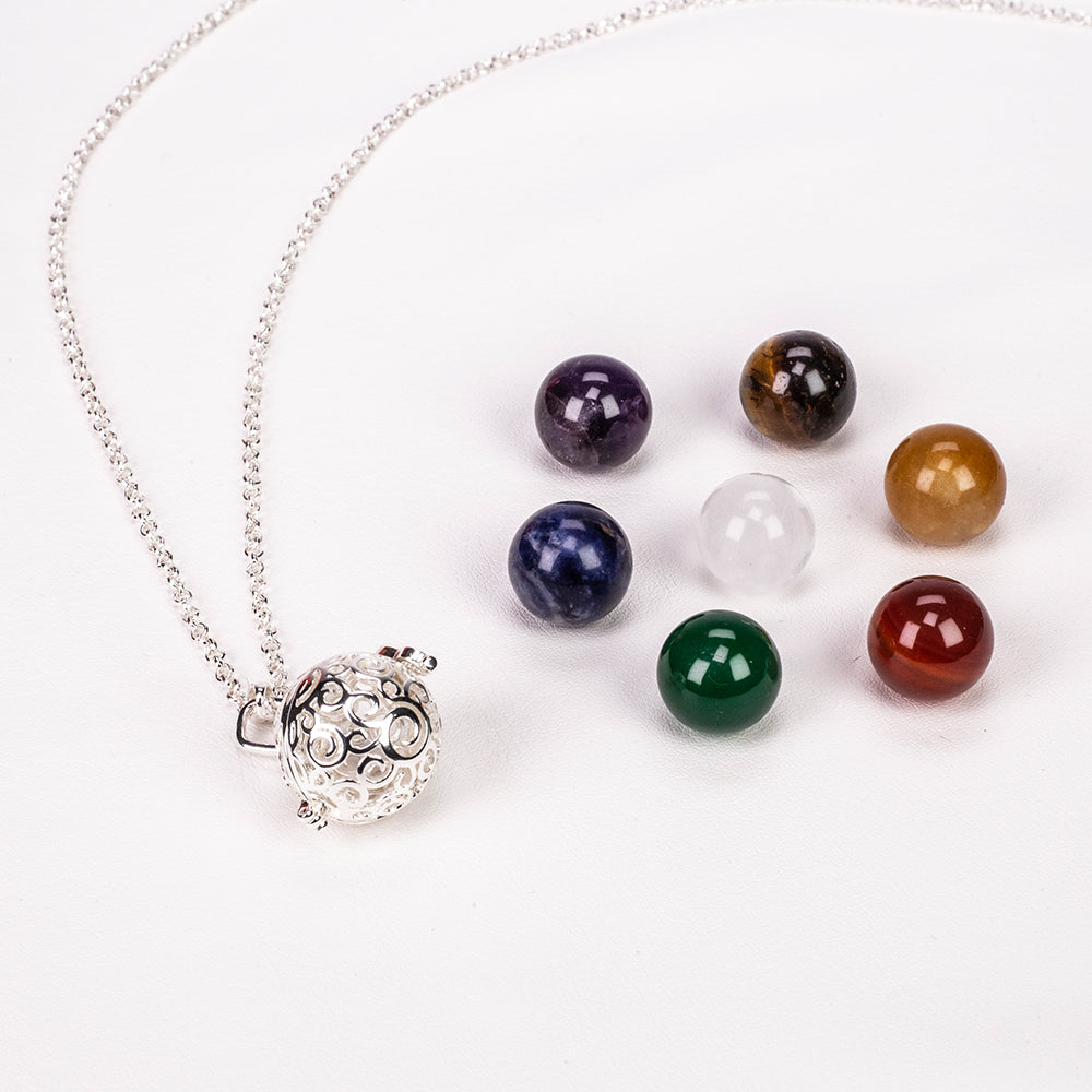 Halskette aus goldplattierter Legierung mit Amethyst und klarem Quarz 5 