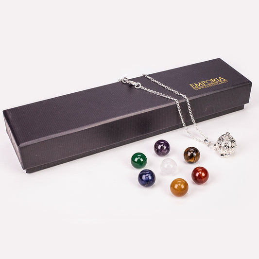 Halskette aus goldplattierter Legierung mit Amethyst und klarem Quarz