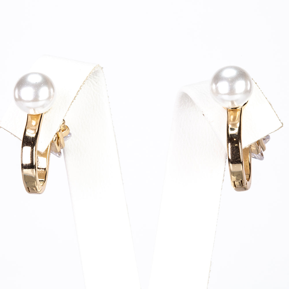 Ohrringe aus goldplattierter Legierung mit Glasperle und weißem Emporia® Kristall 2 