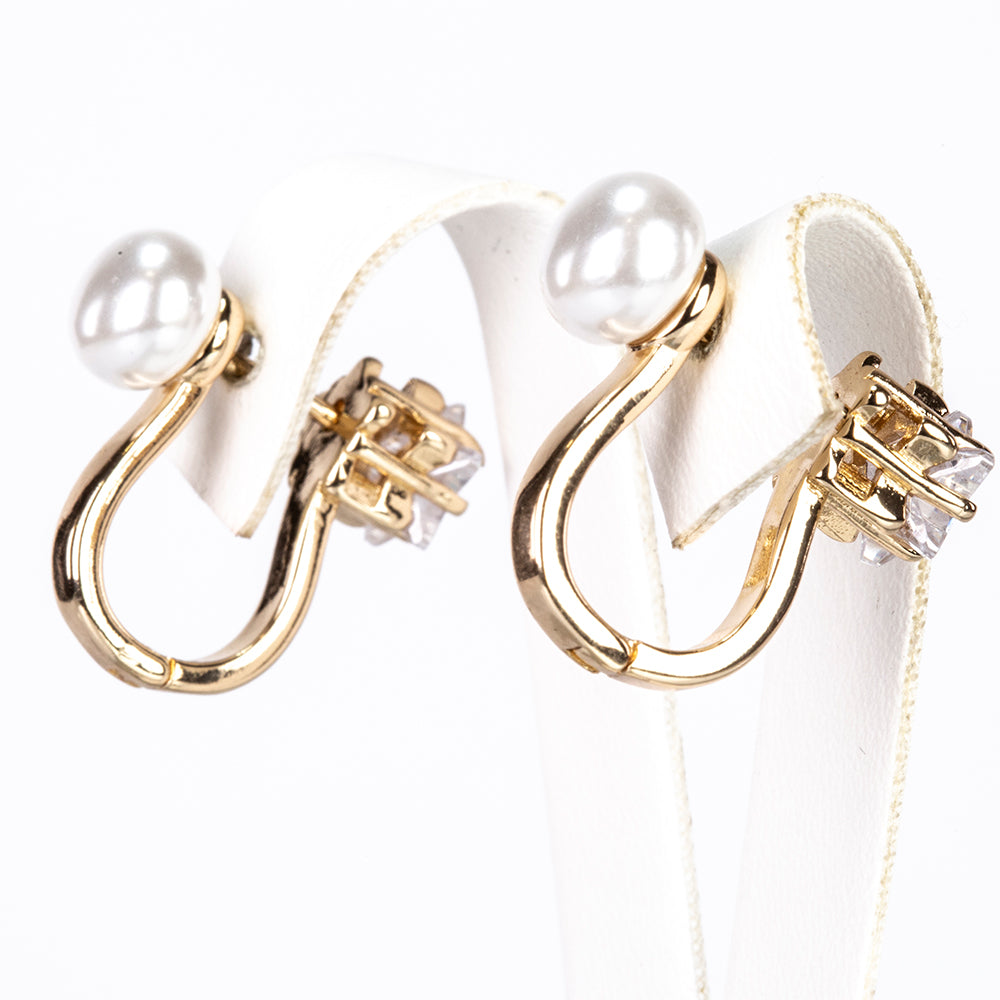 Ohrringe aus goldplattierter Legierung mit Glasperle und weißem Emporia® Kristall 3 