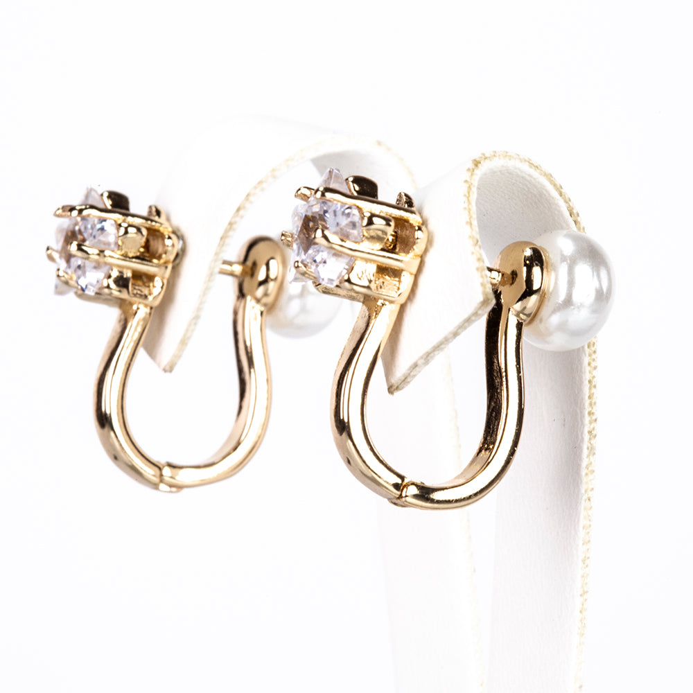Ohrringe aus goldplattierter Legierung mit Glasperle und weißem Emporia® Kristall 1 