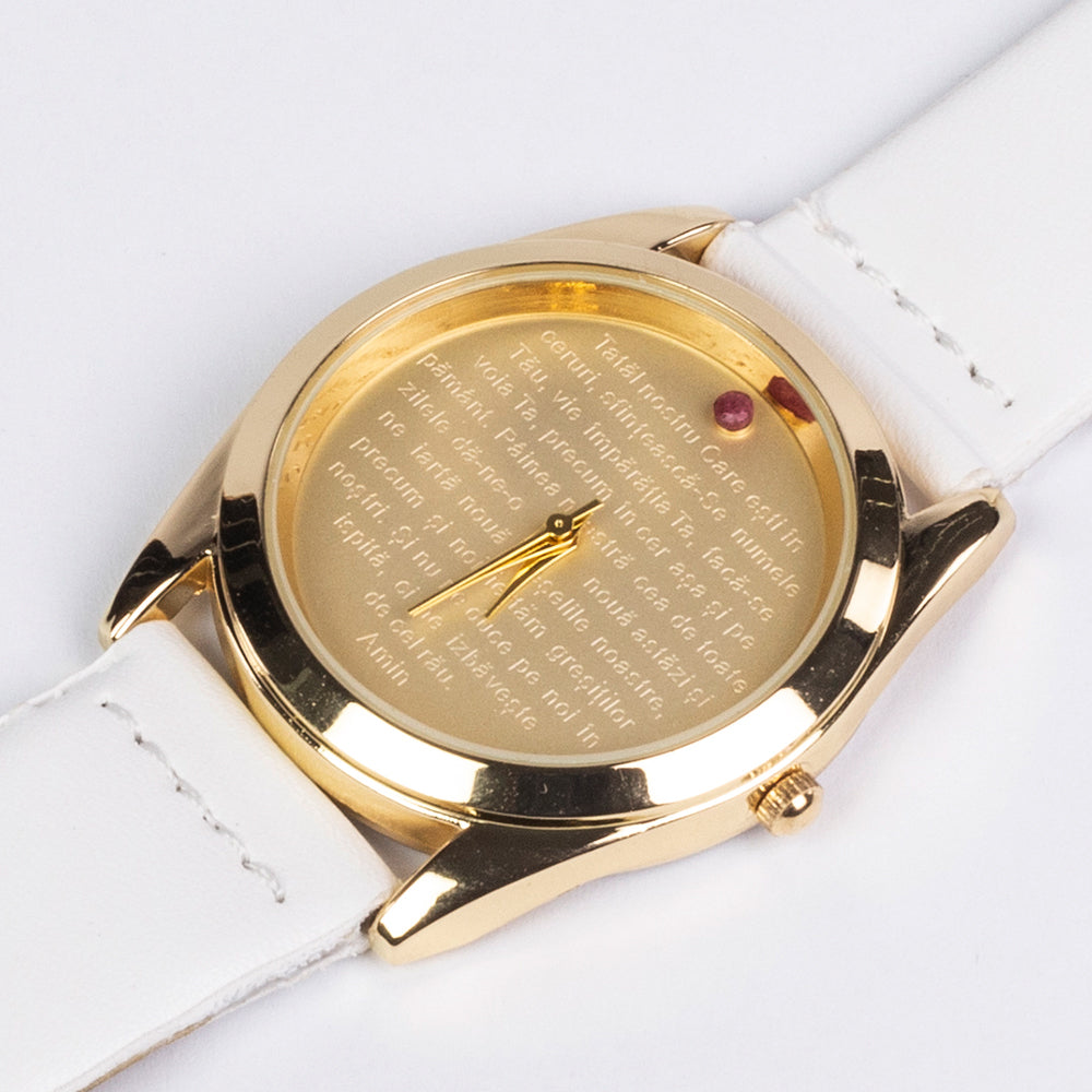 Uhr aus goldplattierter Legierung mit Rubin 5 