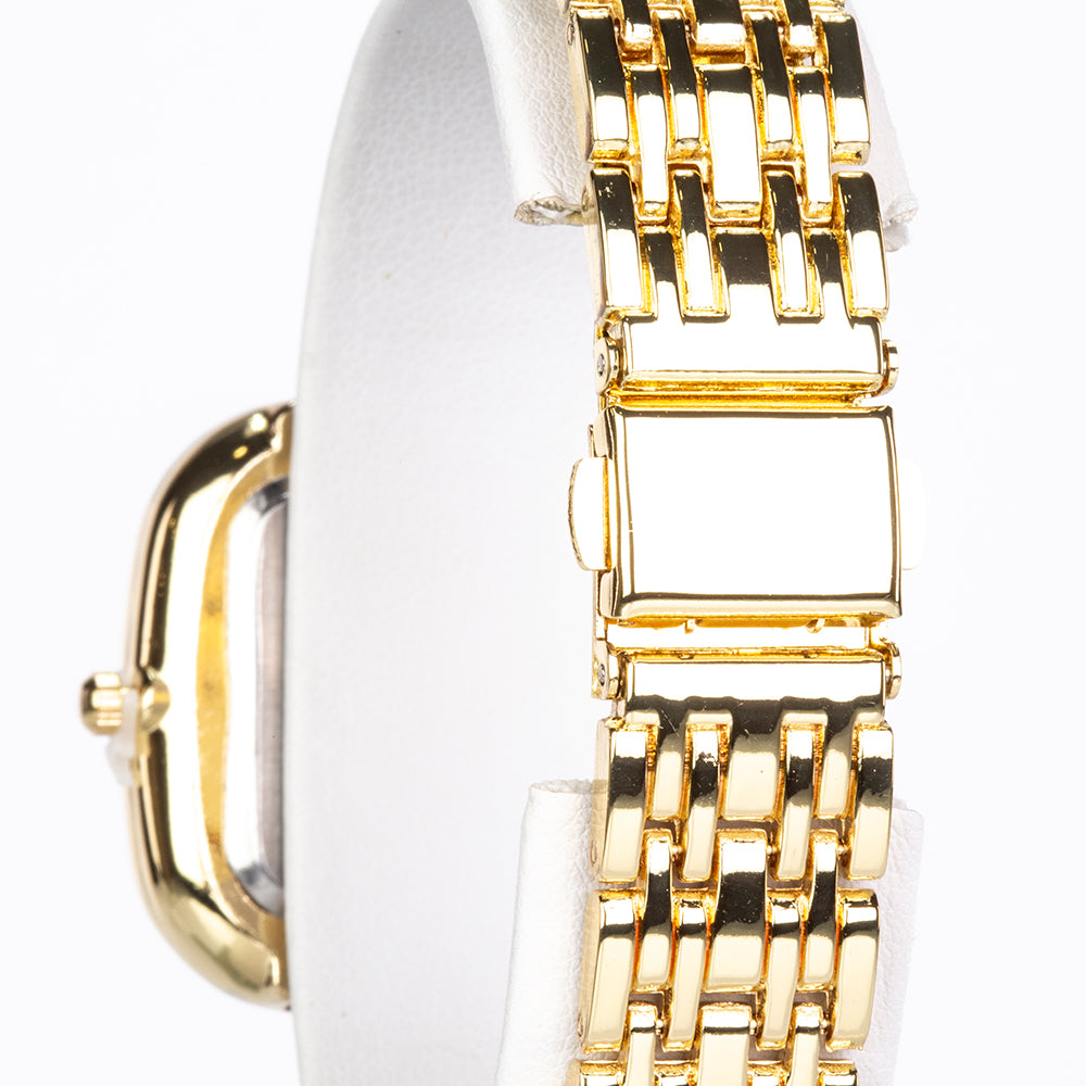 Uhr aus goldplattierter Legierung mit Smaragd und weißem Emporia® Kristall 3 