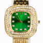 Uhr aus goldplattierter Legierung mit Smaragd und weißem Emporia® Kristall