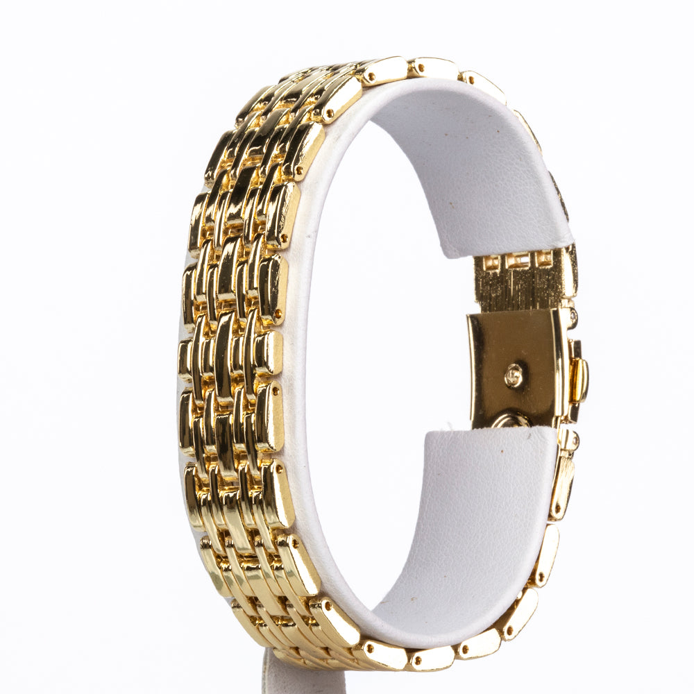 Uhr aus goldplattierter Legierung mit Smaragd und weißem Emporia® Kristall