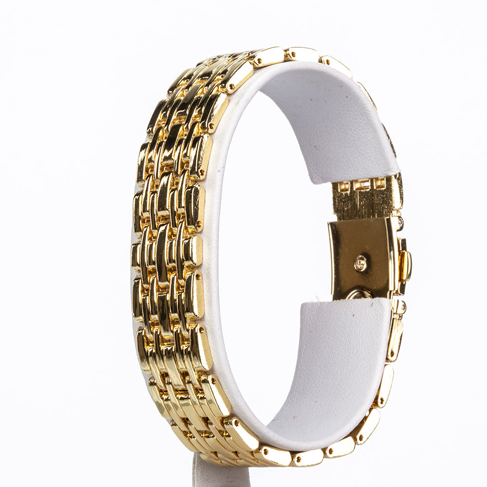 Uhr aus goldplattierter Legierung mit Rubin und weißem Emporia® Kristall 7 