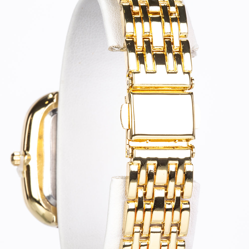 Uhr aus goldplattierter Legierung mit Saphir und weißem Emporia® Kristall