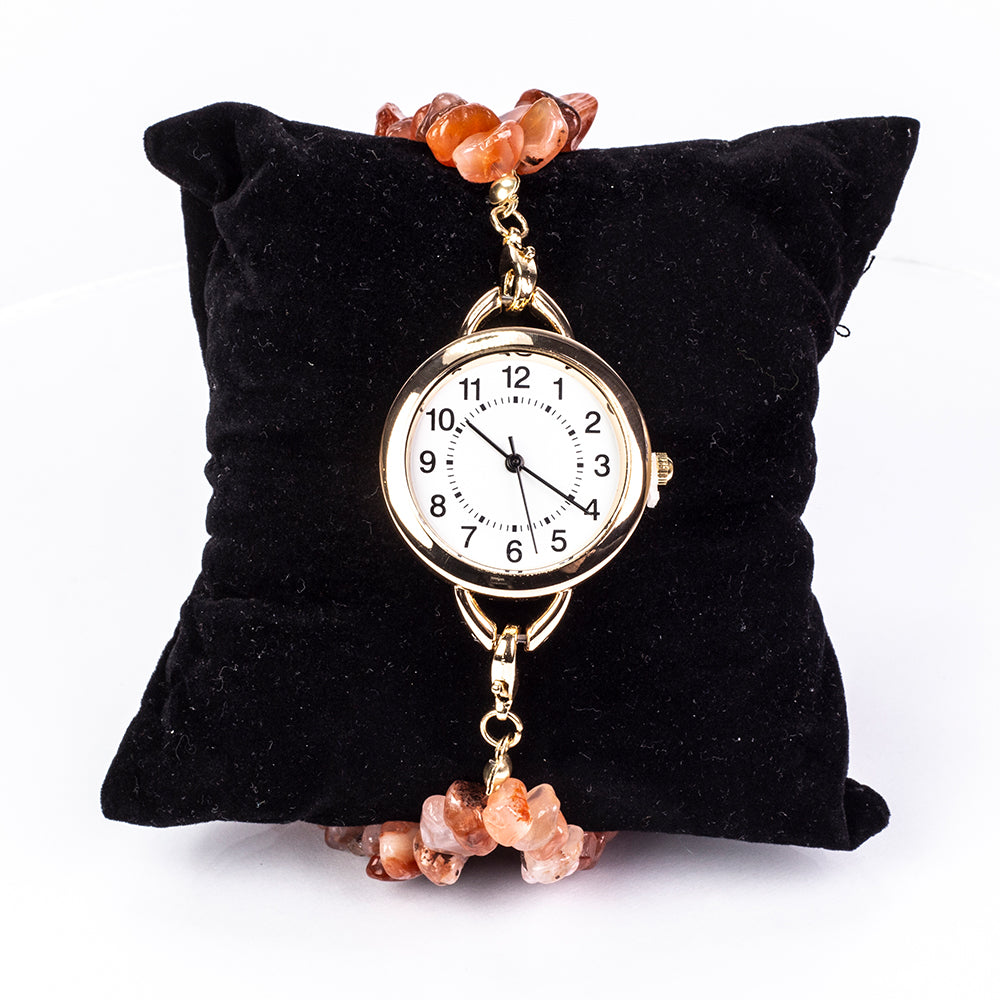 Uhr aus goldplattierter Legierung mit Türkis und Amethyst 5 