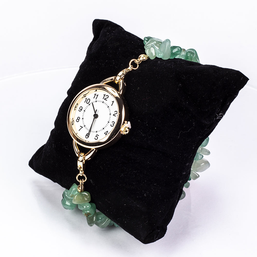 Uhr aus goldplattierter Legierung mit Türkis und Amethyst 16 