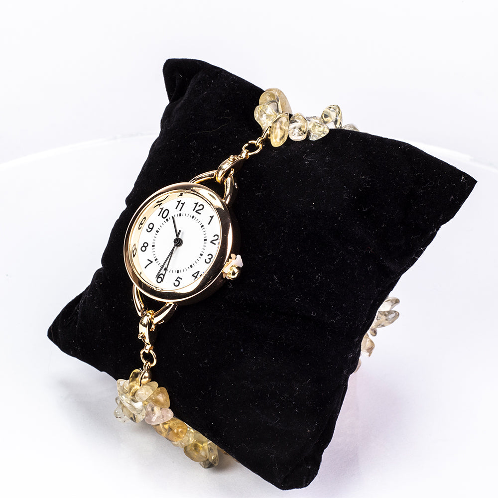 Uhr aus goldplattierter Legierung mit Türkis und Amethyst 18 