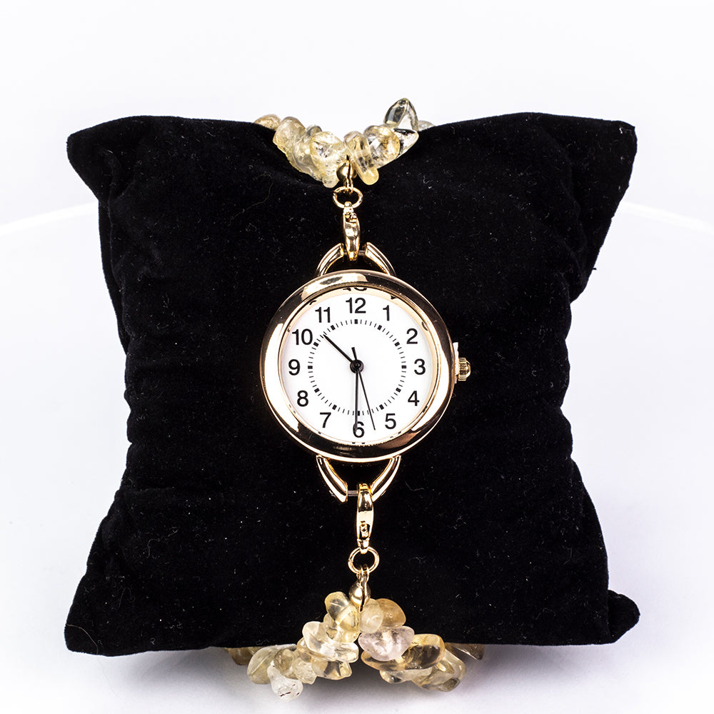 Uhr aus goldplattierter Legierung mit Türkis und Amethyst 19 