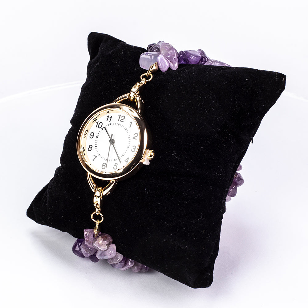 Uhr aus goldplattierter Legierung mit Türkis und Amethyst 20 