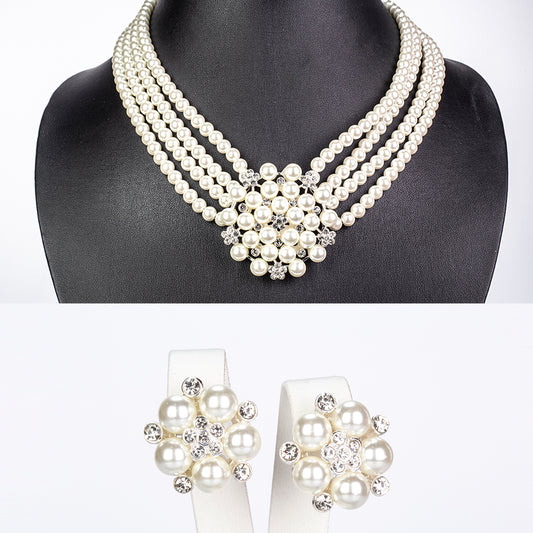 Schmuckgarnitur aus aus goldplattierter Legierung mit Glasperle und weißem Emporia® Kristall