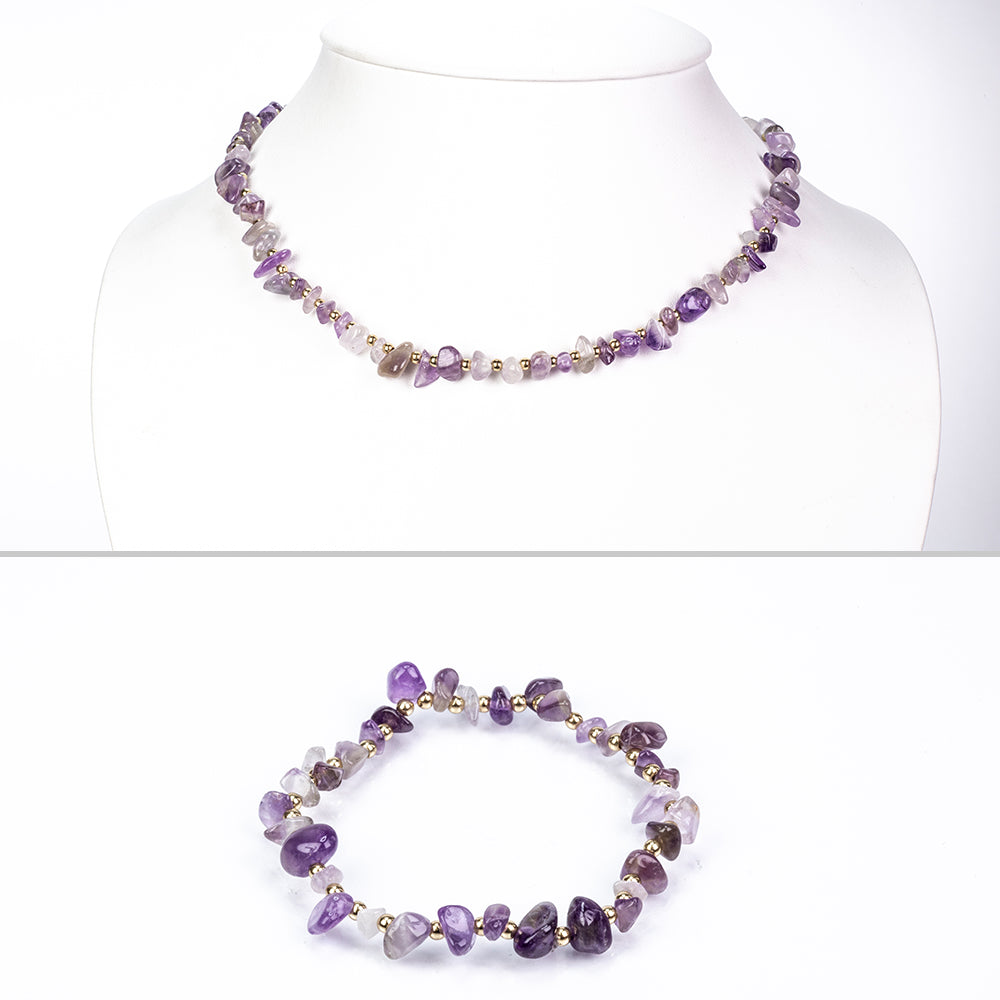 Schmuckgarnitur aus aus goldplattierter Legierung mit Amethyst 1 