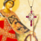 Halskette aus goldplattierter Legierung mit Rubin und weißem Emporia® Kristall