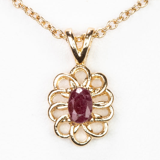 Halskette aus goldplattierter Legierung mit Rubin und weißem Emporia® Kristall