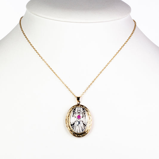 Halskette mit aufklappbarem Schutzengel-Medaillon