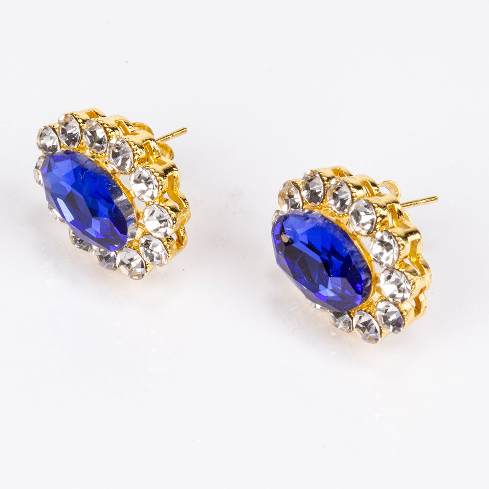 Schmuckgarnitur aus aus goldplattierter Legierung mit blauem Emporia®-Kristall und weißem Emporia® Kristall 4 