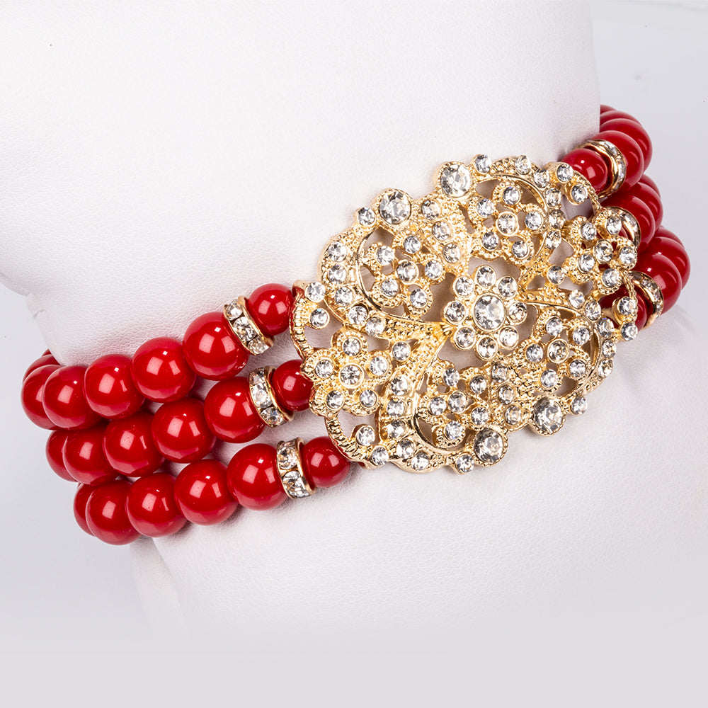 Schmuckgarnitur aus aus goldplattierter Legierung mit weißem Emporia® Kristall 3 