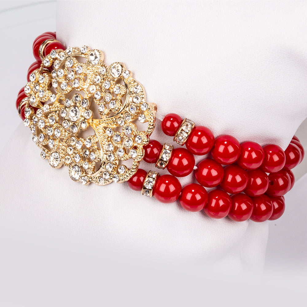 Schmuckgarnitur aus aus goldplattierter Legierung mit weißem Emporia® Kristall 4 