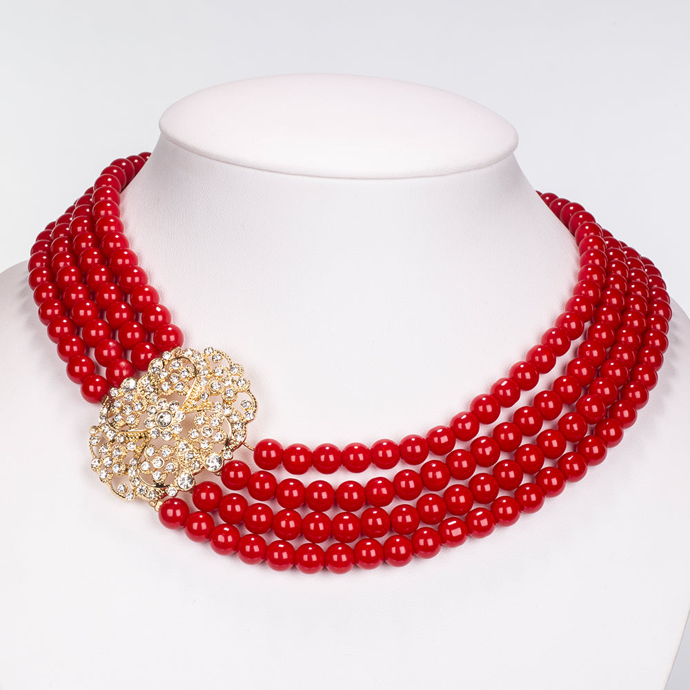 Schmuckgarnitur aus aus goldplattierter Legierung mit weißem Emporia® Kristall 5 