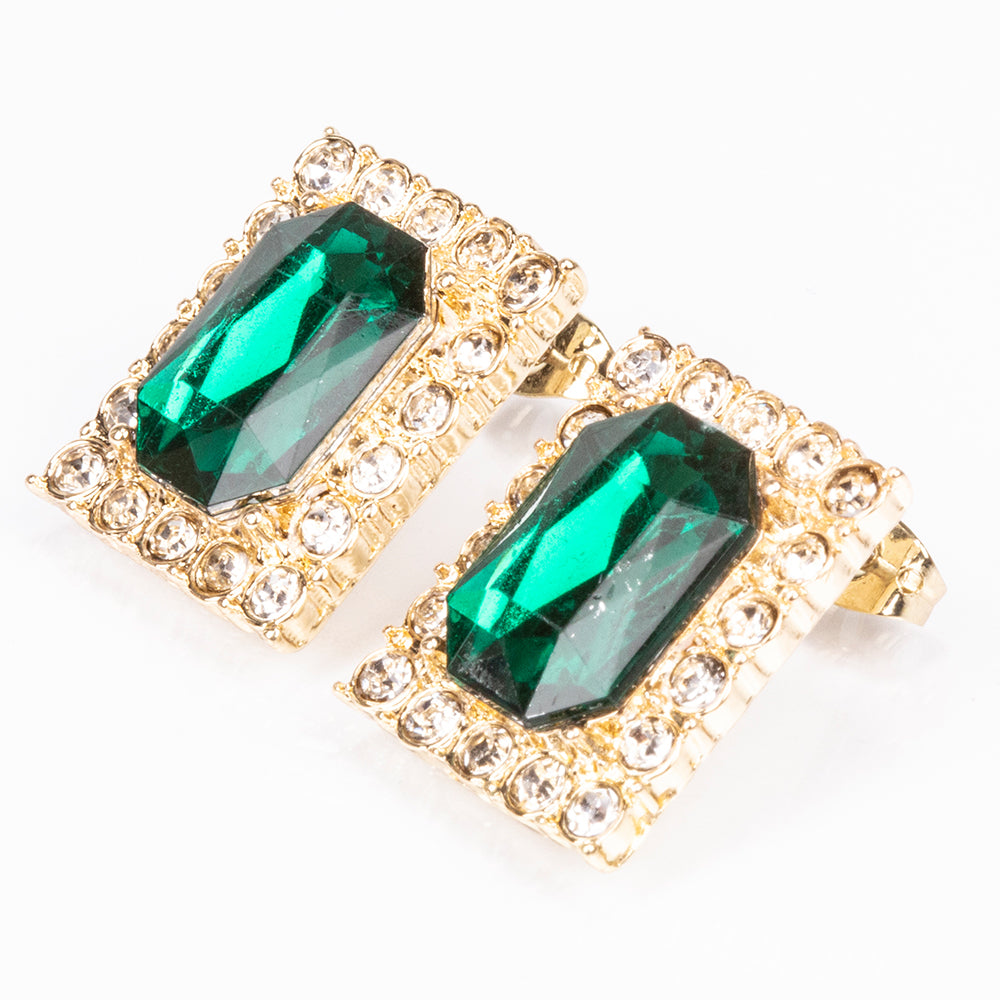 Uhr aus goldplattierter Legierung mit grünem Emporia® Kristall und weißem Emporia® Kristall 11 