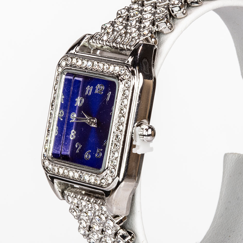 Uhr aus goldplattierter Legierung mit blauem Emporia®-Kristall und weißem Emporia® Kristall 7 