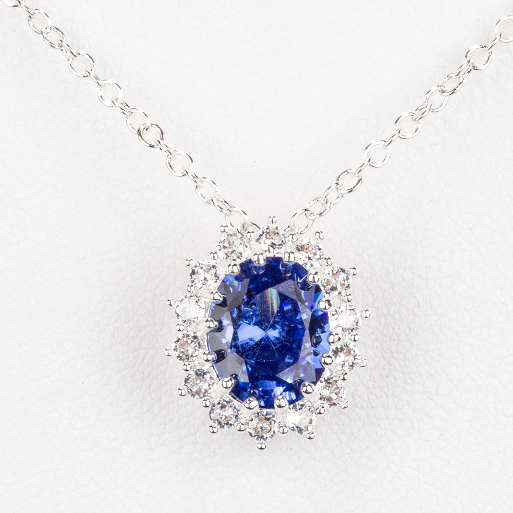 Schmuckgarnitur aus aus goldplattierter Legierung mit blauem Emporia®-Kristall und weißem Emporia® Kristall 3 