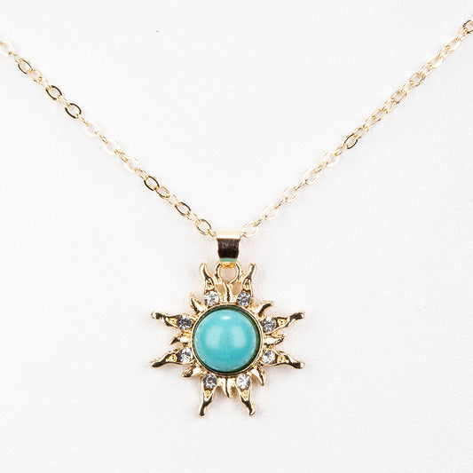 Halskette aus goldplattierter Legierung mit Türkis