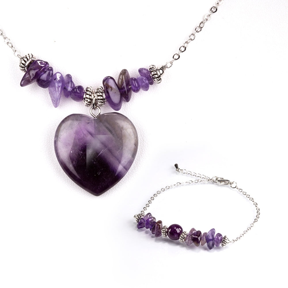 Schmuckgarnitur aus aus goldplattierter Legierung mit Amethyst
