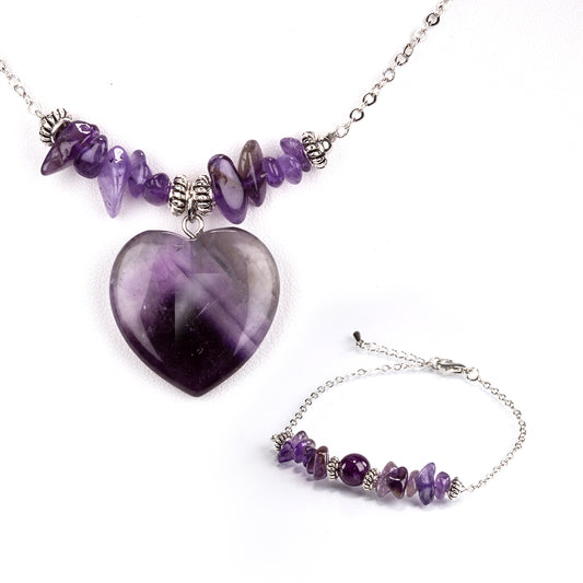 Schmuckgarnitur aus aus goldplattierter Legierung mit Amethyst