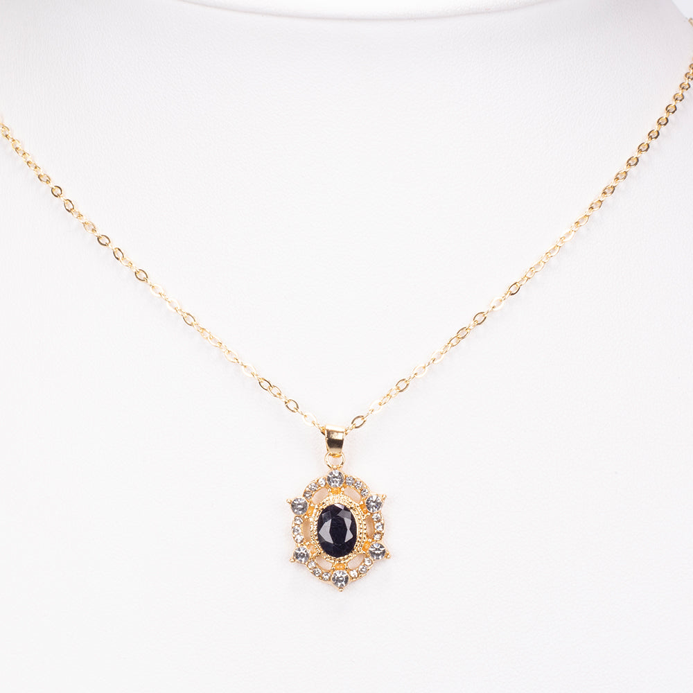 Halskette aus goldplattierter Legierung mit Saphir und weißem Emporia® Kristall 1 