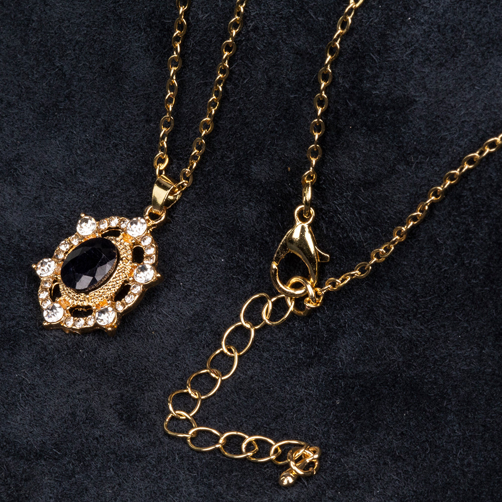 Halskette aus goldplattierter Legierung mit Saphir und weißem Emporia® Kristall 2 