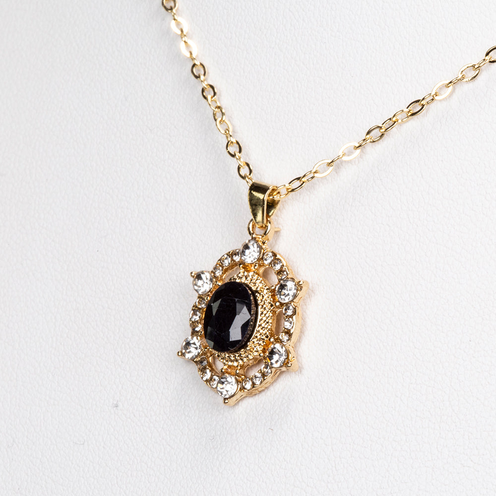 Halskette aus goldplattierter Legierung mit Saphir und weißem Emporia® Kristall