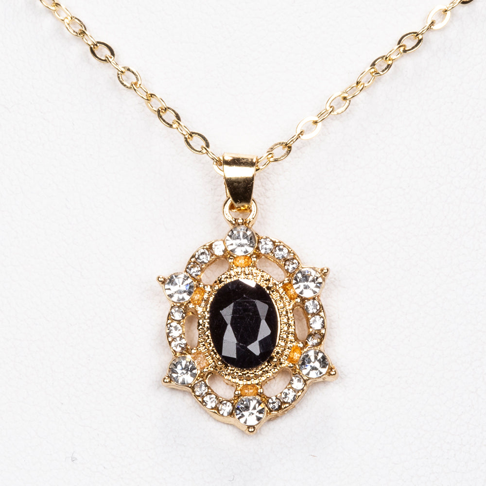 Halskette aus goldplattierter Legierung mit Saphir und weißem Emporia® Kristall 6 