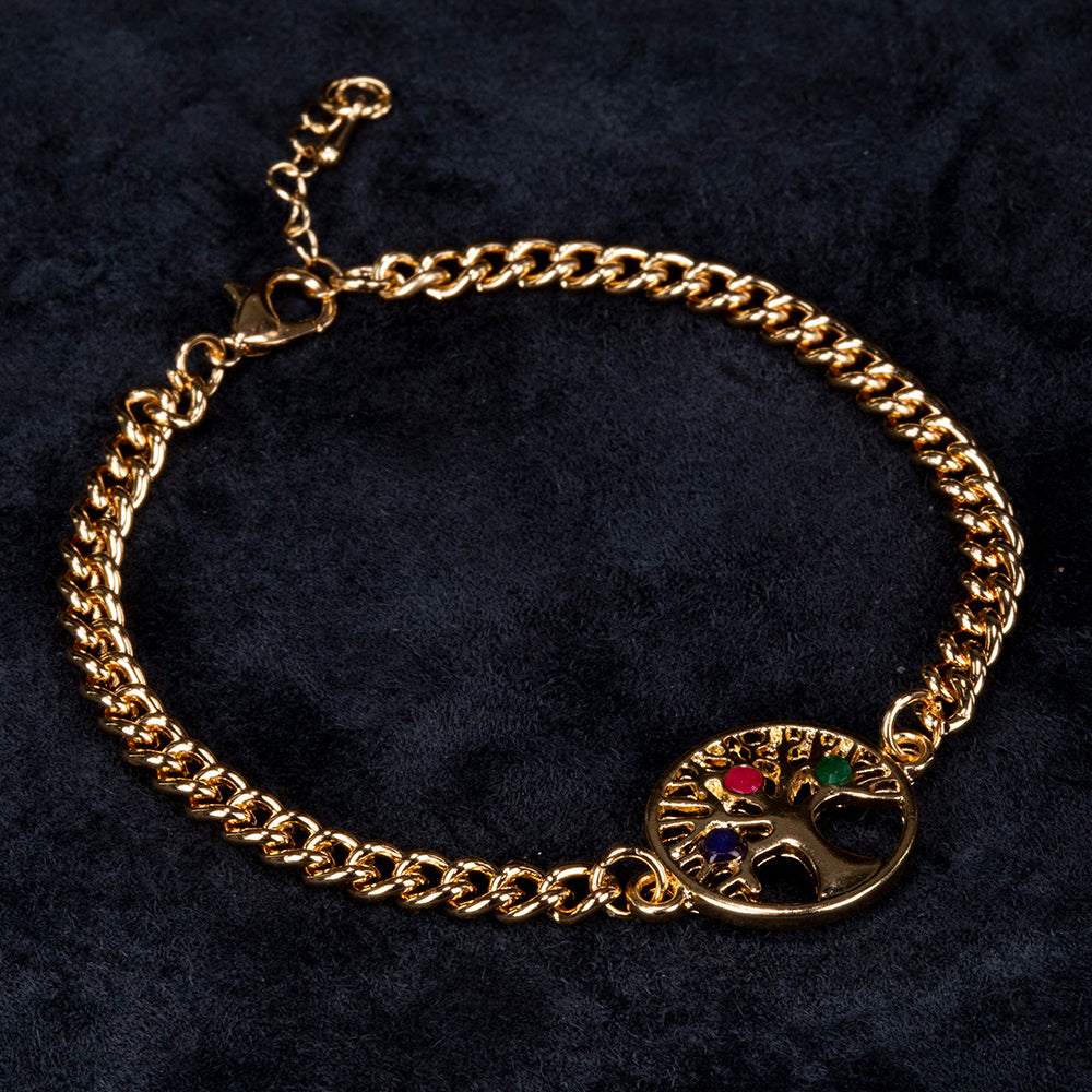 Armband aus goldplattiertesr Legierung mit Rubin und Saphir