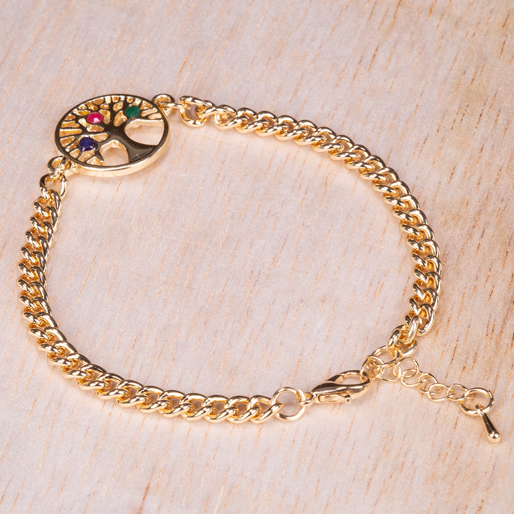 Armband aus goldplattiertesr Legierung mit Rubin und Saphir
