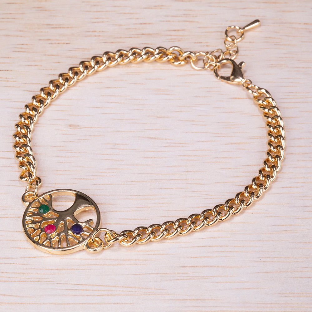 Armband aus goldplattiertesr Legierung mit Rubin und Saphir 4 