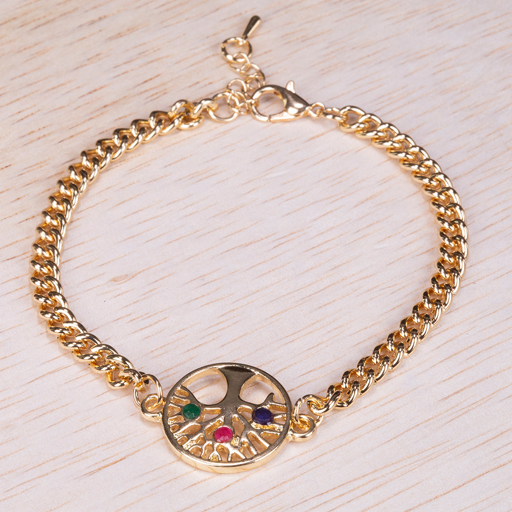 Armband aus goldplattiertesr Legierung mit Rubin und Saphir