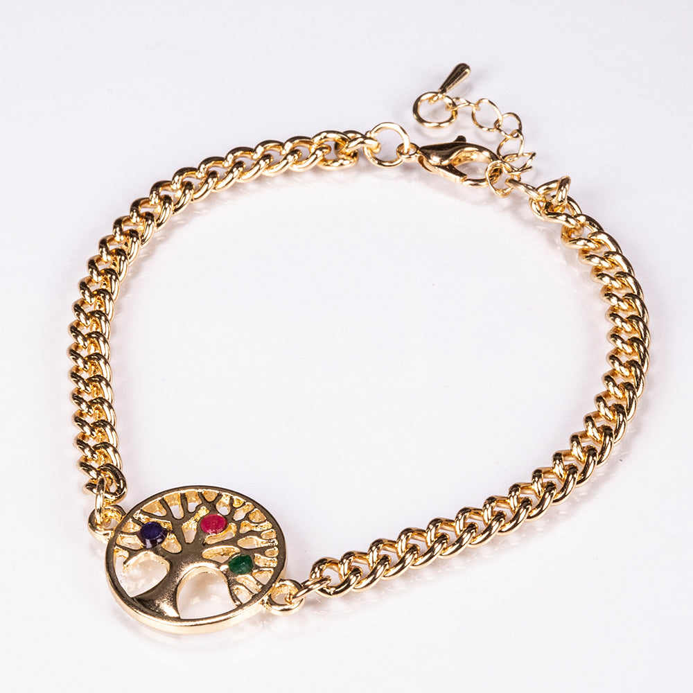 Armband aus goldplattiertesr Legierung mit Rubin und Saphir