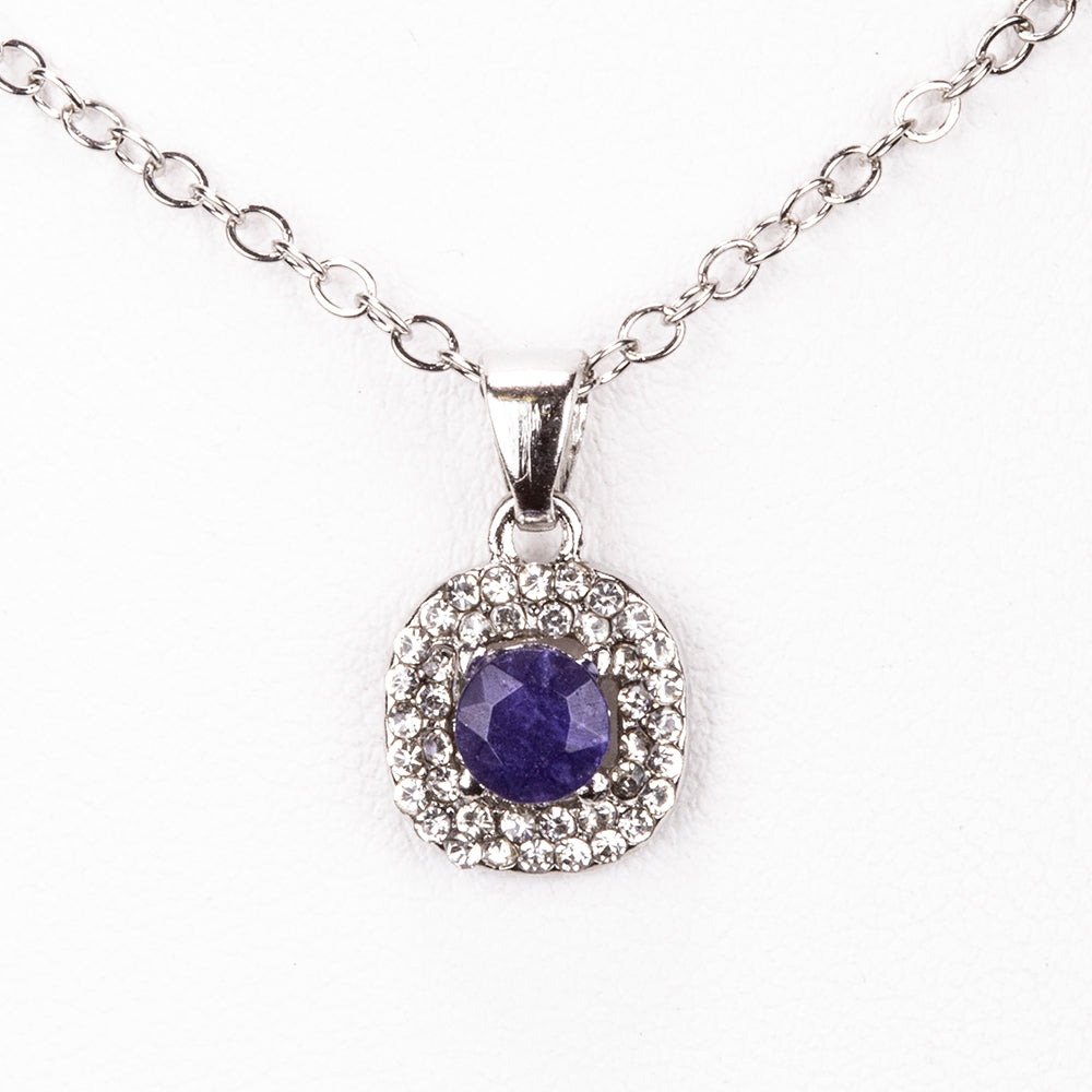 Schmuckgarnitur aus aus goldplattierter Legierung mit Saphir und weißem Emporia® Kristall