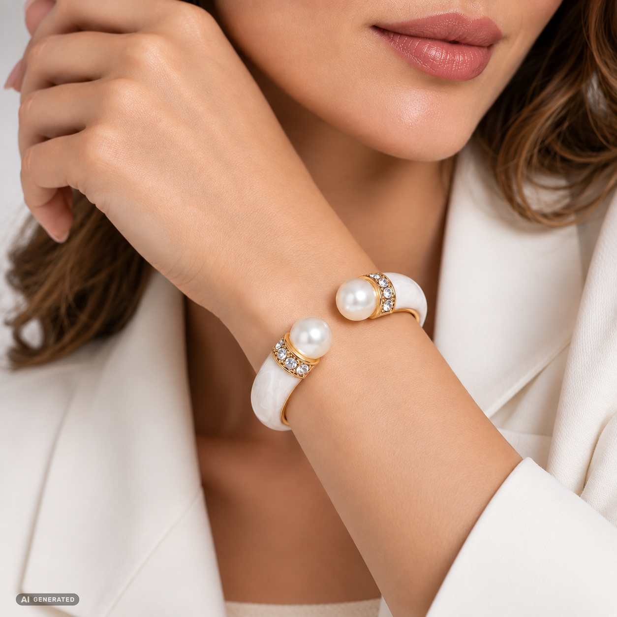 Armband aus goldplattiertesr Legierung mit weißem Emporia® Kristall 1 
