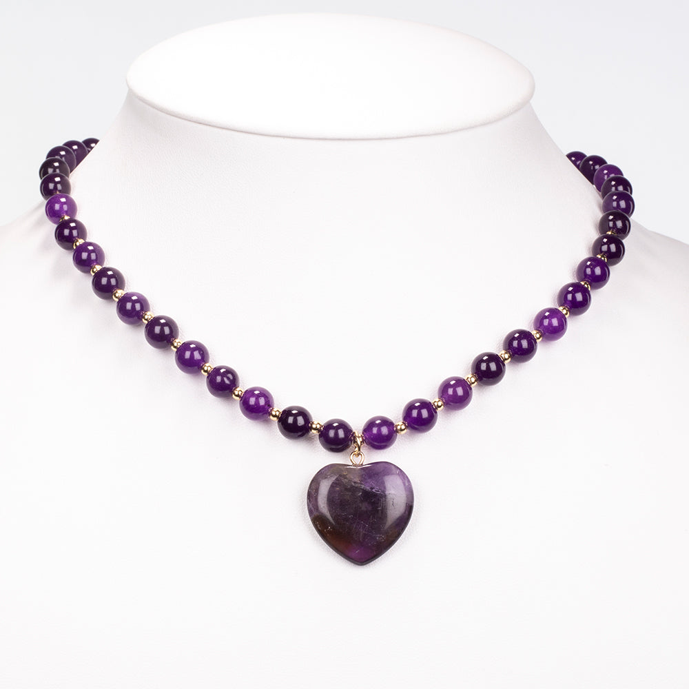 Halskette aus goldplattierter Legierung mit Amethyst