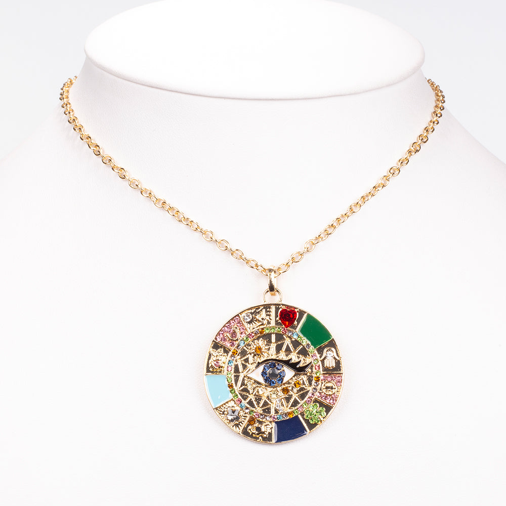 Halskette aus goldplattierter Legierung mit Saphir und weißem Emporia® Kristall