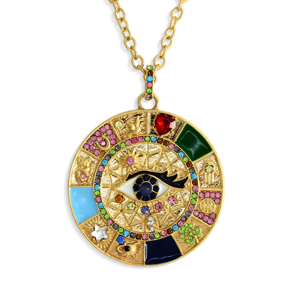 Halskette aus goldplattierter Legierung mit Saphir und weißem Emporia® Kristall