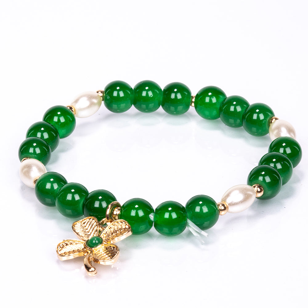 Künstlicher Perle Armband mit grünem Jade 1 