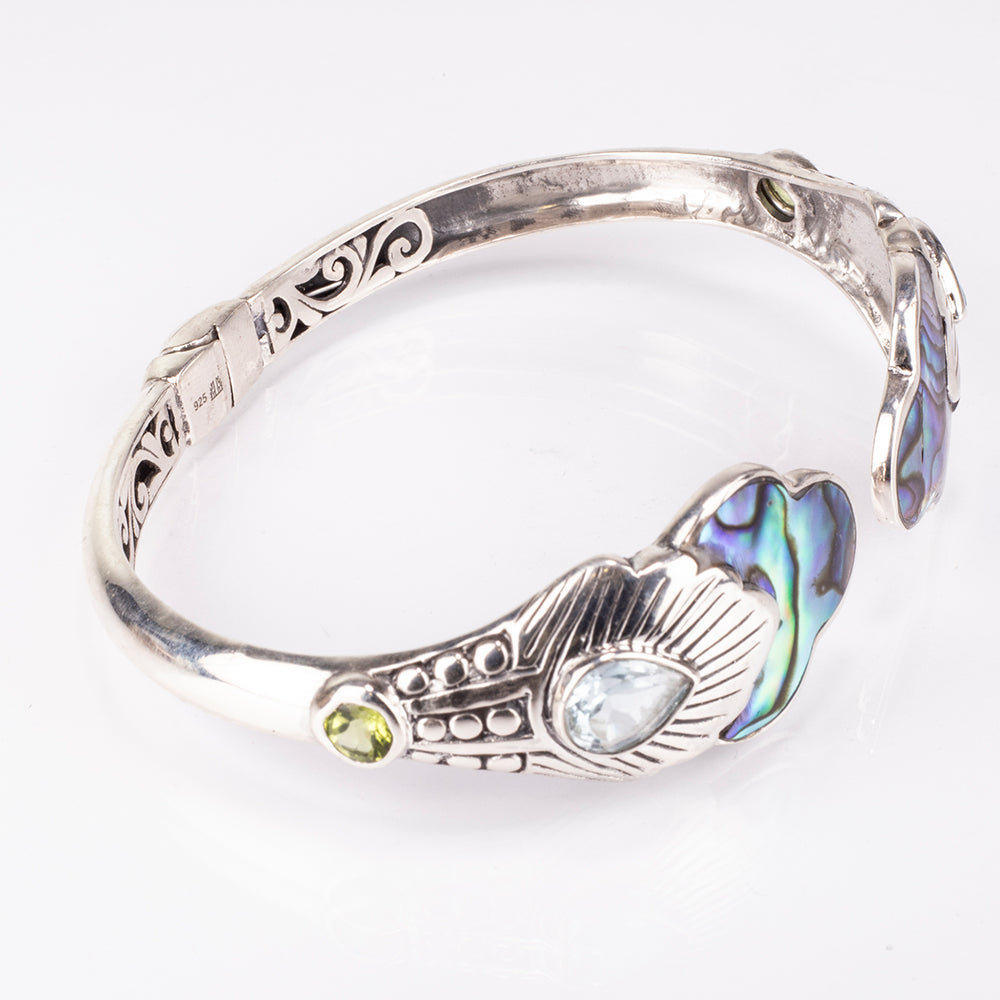 Silberarmband mit Abalone Muschel und Lapislazuli 4 