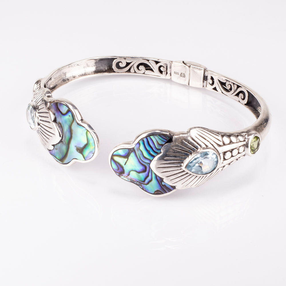 Silberarmband mit Abalone Muschel und Lapislazuli 5 