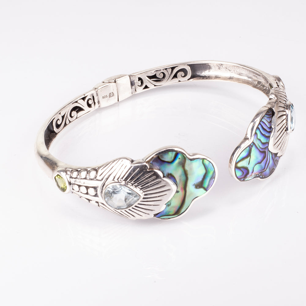 Silberarmband mit Abalone Muschel und Lapislazuli 3 