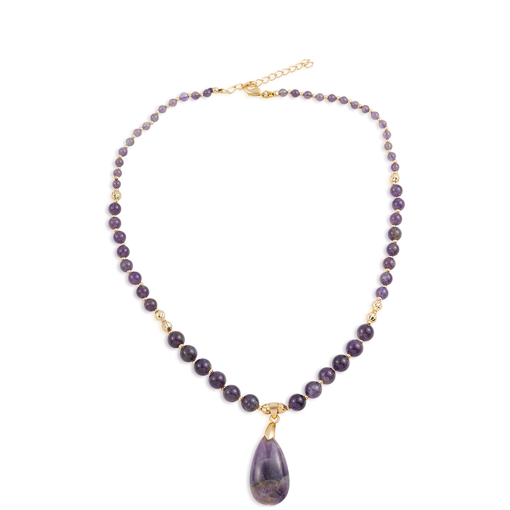 Halskette aus goldplattierter Legierung mit Amethyst 7 